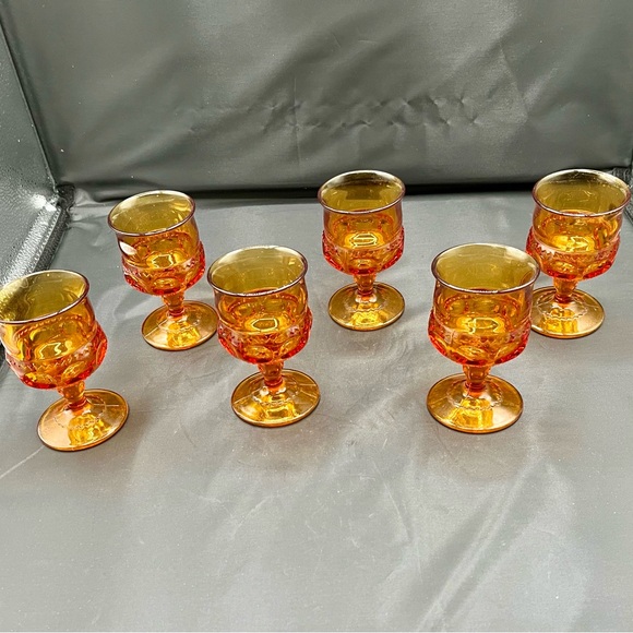 1960s Royal Amber small goblets set of 6 - Picture 5 of 12